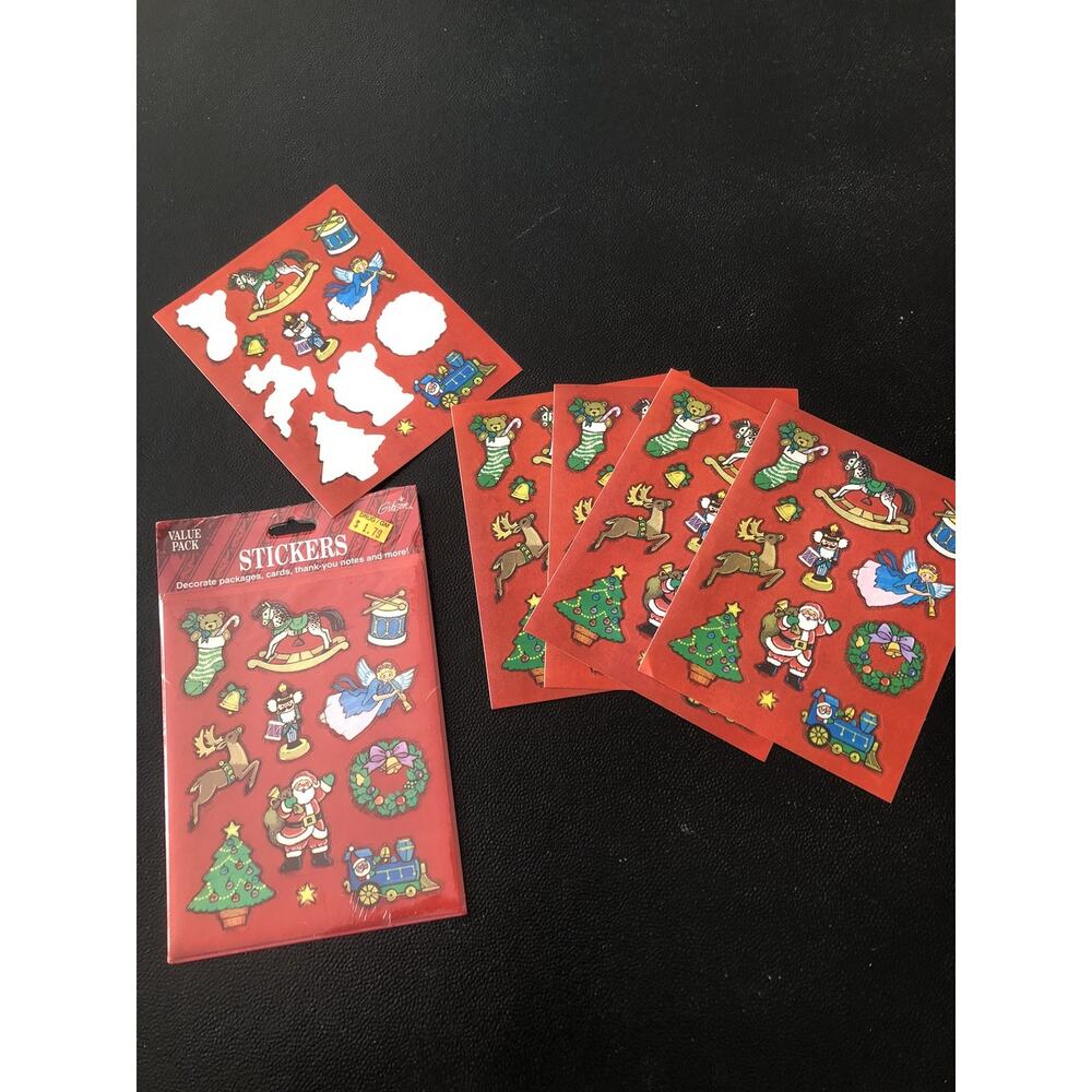 New Vintage 1993 Gibson Greetings Christmas Sticker Sheets Most Unused